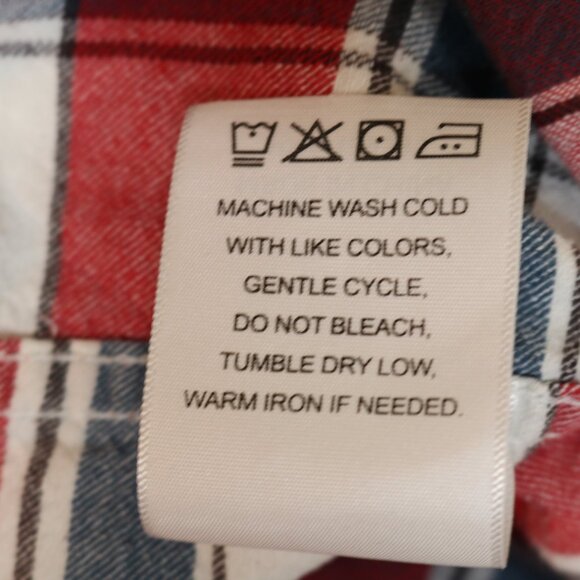 Levis Flannel Shirt Red Blue White Plaid Long Sleeve Button Up - Picture 10 of 11